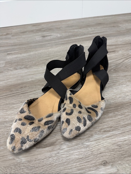 Rampage Shoes - Rampage - Leopard-Print Pointed Ballet Flats with Black Cross-Strap Ankles